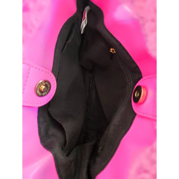 Barbie Pink Fluffy Handbag With Faux Fur & Gold D-Rings By Skinny Dip bling - Picture 7 of 11